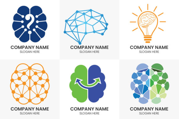Colorful Vector Template Brain Logo Set: A Design Asset for Modern Brands
