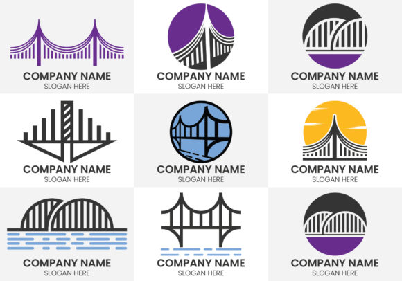 Creative Abstract Bridge Logo Set: Connect Your Brand