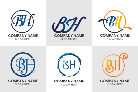 Initial Letter B H Logo Set: A Modern Monogram for Creative Branding