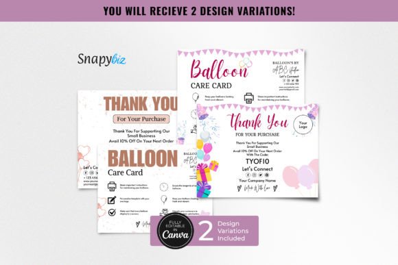Professional Care Cards: The Editable Balloon Care Card Canva Template
